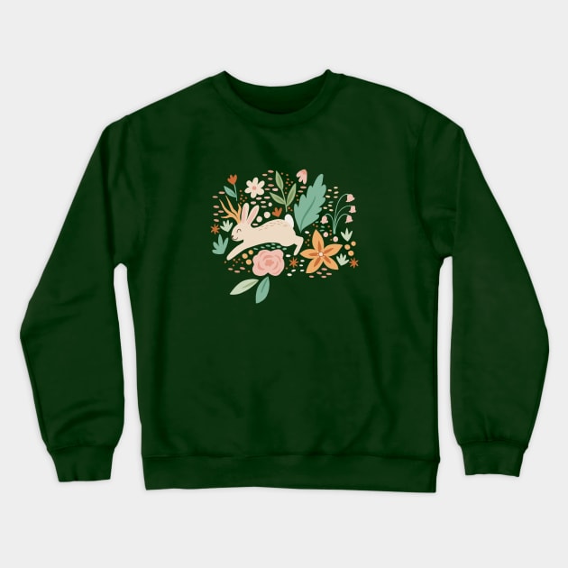 Jackalope in Spring Crewneck Sweatshirt by latheandquill